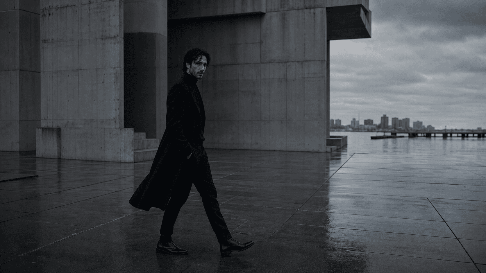 Deus — Deus Cinematic Wide V1. Kai-selected cinematic wide for Founding Collection 001; failed hand-detail attempts remain unpromoted. Approved by Vlad in the single consolidated Founding Collection 001 lock.